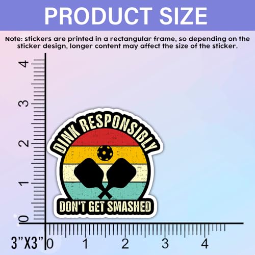 Image of SODAVA (3Pcs) Funny Vintage Dink Responsibly Don't Get Smashed Pickleball Stickers Decals Pickleball Paddle Stickers Pickleball Gifts Pickleball Lover Gifts Decoration Graphic Bumper Sticker