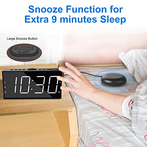 Extra Loud Alarm Clock With Bed Shaker For Heavy Sleepers, Digital Bedroom Clock For Deaf Hearing Impaired Deaf, Night Light Alarm Clock, Large Led Display,Dimmer, 2 Usb Charger,12/24H,Battery Backup #TOP5
