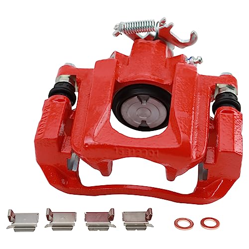Image of TRQ Rear Right Brake Caliper Red with Mounting Bracket Performance