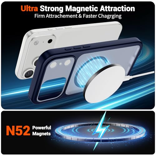 Image of SUPFINE Magnetic for iPhone 17 Pro Max Case Navy Blue | (Compatible with MagSafe)(Military Grade Drop Protection)(Camera Protection)Translucent Matte Phone Cover