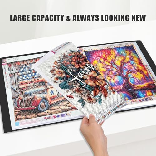 ZFCLXX Diamond Art Storage Book with Accessories Painting Storage for Diamond Painting Kits, Tools & Supplies Album 15.7x15.7inch Art Collection Binder Book Square Folder 40x40cm(Black) - Thumbnail 4