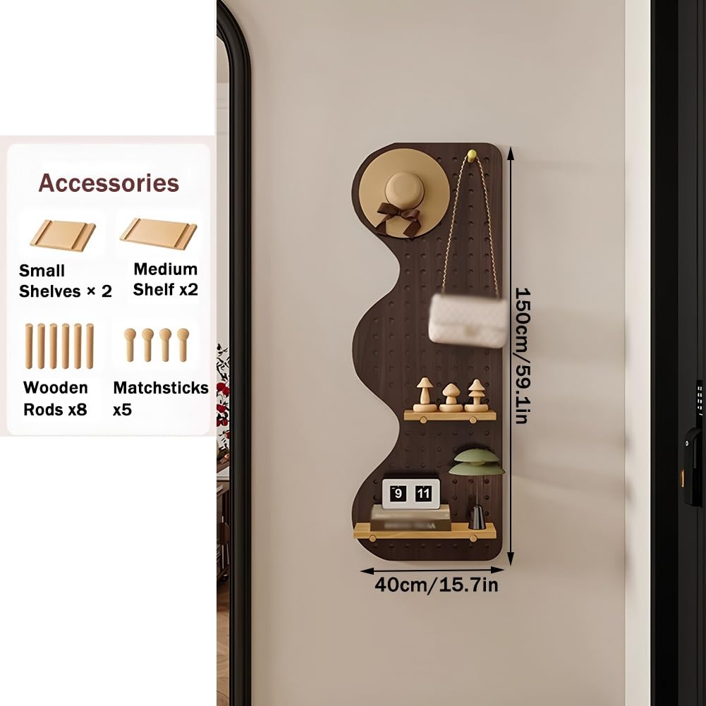 Kit de exhibición de madera maciza para montaje en pared, estantería modular y almacenamiento de herramientas para garaje, cocina, organización del hogar, marrón, 40 x 150 cm