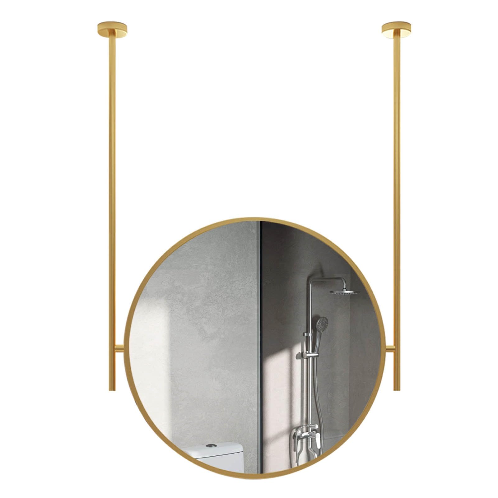 SXFSDOU Gold Round Ceiling Mounted Hanging Mirror, Bathroom Bedroom Vanity Makeup Mirrors, Customizable Mirror Boom Wall Metal Frame(Diameter-70CM/27.6INCH)