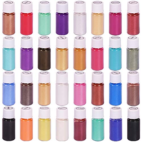 Epoxy Resin Dye,32 Colors Mica Powder,Resin Pigment Powder-for Slime,Soap Making,Nail Art,Epoxy Resin,Candle Making,Painting