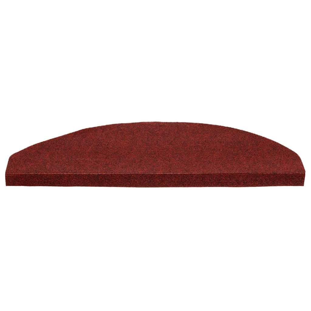 Alfombrillas autoadhesivas para escalones, de fieltro punzonado, color rojo, 15 unidades, 65 x 22,5 x 3,5 cm, con tiras adhesivas, antideslizantes, para peldaños de madera, alfombras y