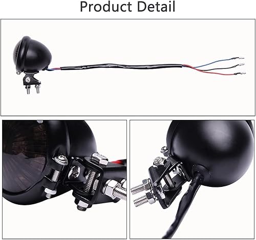 Miniatura 3 de Luz trasera de la motocicleta LED Bates Estilo Bullet Freno Parada Lámpara Trasera para Bobber Chopper Cafe Racer Bonneville XS650 - Negro Humo