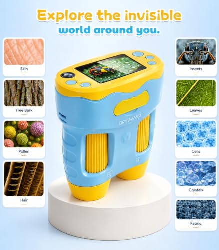 DRHWEFSQ 1000X Handheld Microscope for Kids with 2.4" Screen, 3-in-1 Digital Microscope with Selfie Camera, Pocket Kid Magnifying Glass, STEM Science Kit Gift for Boys & Girls Ages 4-12 with 32GB Card - Image 7