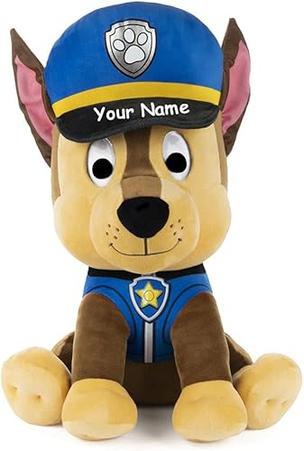 Cachorro personalizado de la policía de la persecución del perro del rescate - juguete de peluche de peluche sentado con nombre personalizado