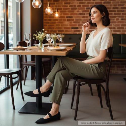 Image of Flats for Women Pointed Toe Knit Foldable Ballet Flat Shoes | Stretch knit upper,built-in arch support,cushioned insole,foldable lightweight design,non-slip sole,office and casual wear