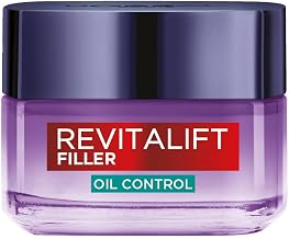 L'Oréal Paris Anti-Shine Oil Control Cream, For Combination and Oily Skin, Sebum Control for 8H, Less Shiny and Plumped Skin, with Hyaluronic Acid and Salicylic Acid, Revitalift Filler, 50 ml