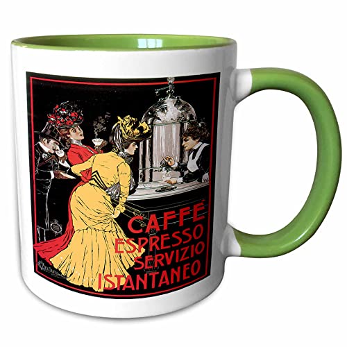 3dRose Vintage Caffe Espresso servizio 11oz Two-Tone Green Mug