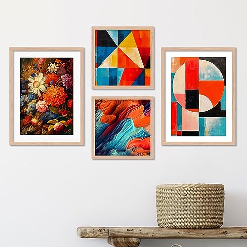 Image of kotart Aesthetic Wall Decor Paintings with Frame for Home Decoration - Painting for Living Room Bedroom Office - Framed Painting for Wall Decoration - Pack of 4 (Art 1, Big (13x17 or 13x13 inch))