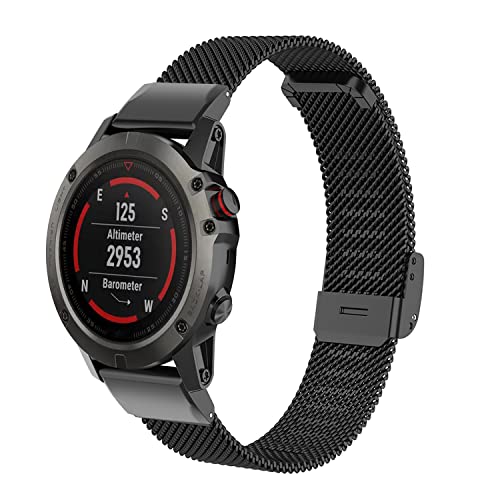 Gheper Metal Band Compatible with Garmin Fenix 7X/Fenix 6X/Fenix 5X/TACTIX 7/Enduro/Fenix3 HR Mesh Woven Stainless Steel Smartwatch Wristbands Replacement Strap