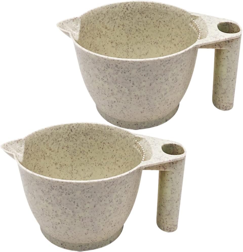 Minkissy Hair Dye Bowls 2 Pack 6.69 Inch Portable Color Mixing Bowls with Ergonomic Handle for Salon and Home Hair Tinting