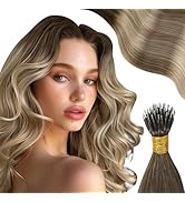 Moresoo Ombre Nano Hair Extensions Real Human Hair Dark Brown to Chestnut Brown with Medium Blond...