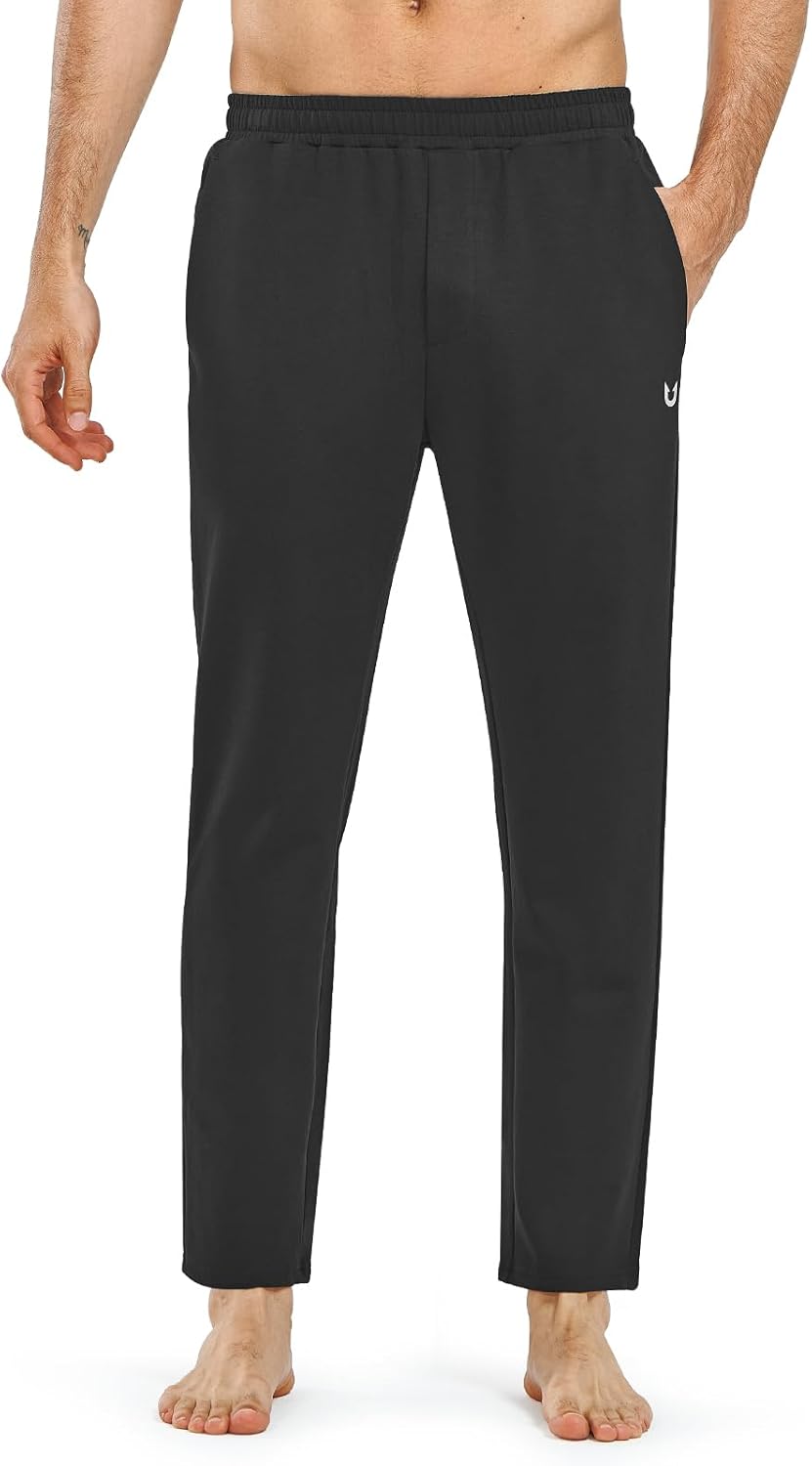 NORTHYARD Men's Yoga Casual Sweatpants Cotton Athletic Lounge Pants Open Bottom Loose Exercise Straight Leg Pant with Pockets - Image 3