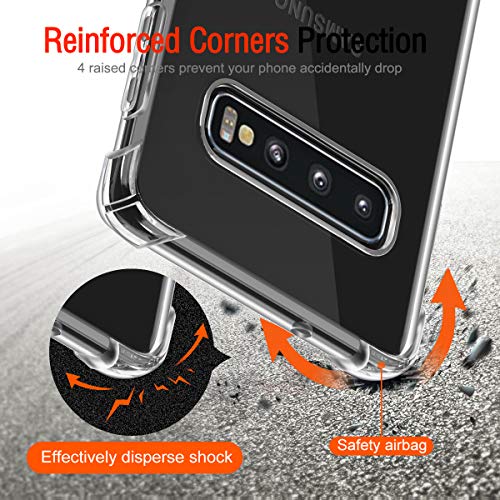 Image of Lustree Back Cover Transparent Case Compatible with Samsung Galaxy S10 | Clear + TPU Case with 4 Corner Air Cushion Protection & Camera Protection | Slim& Stylus Cover