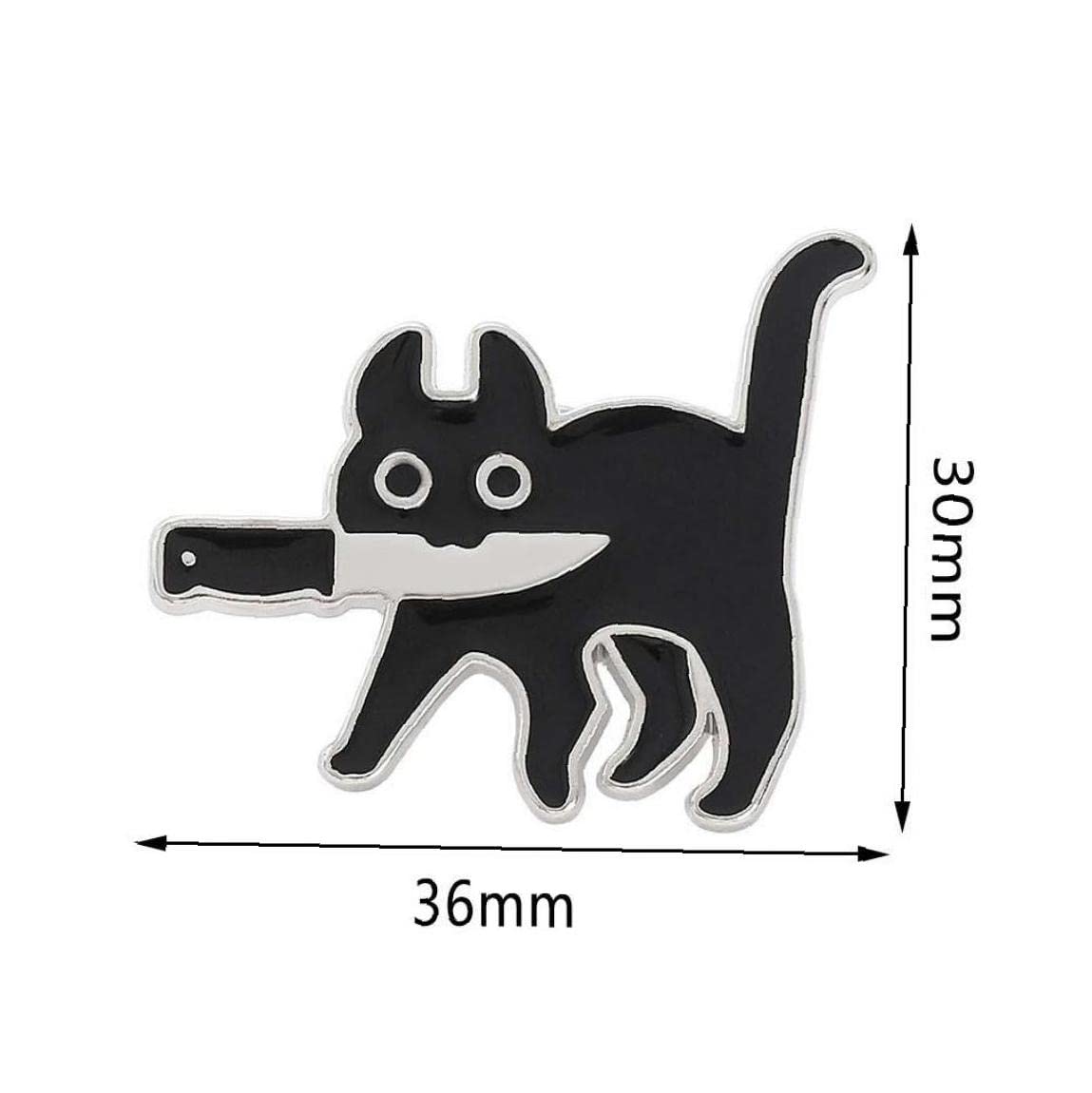 Amazon.co.jp: バッジ 黒猫 ナイフをくわえる かわいい エナメル