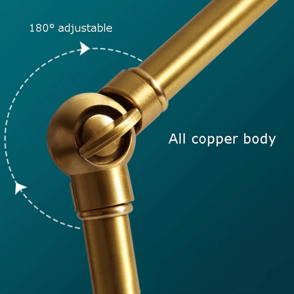 Erleuchtung Klassisch LED Tischlampe Alle Kupfer Schreibtischlampe Studienraum Warme Beleuchtung Leselampe Schlafzimmer Nacht Dekorative Tischlampe Augenpflege (Color : Black)