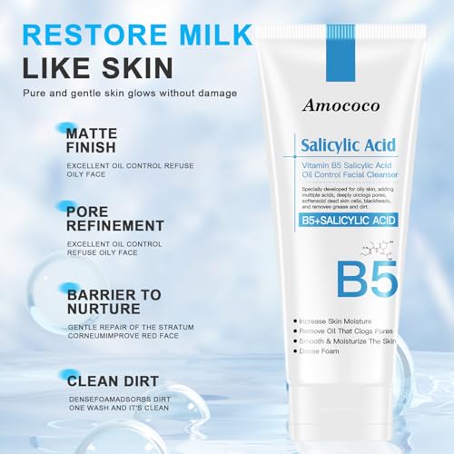 Image of 2Packs Vitamin B5 Face Wash&Smoothing Face Moisturizer Cream with Niacinamide, Hyaluronic Acid & Shea Butter, Daily Hydrating Cream for Dry & Sensitive Skin