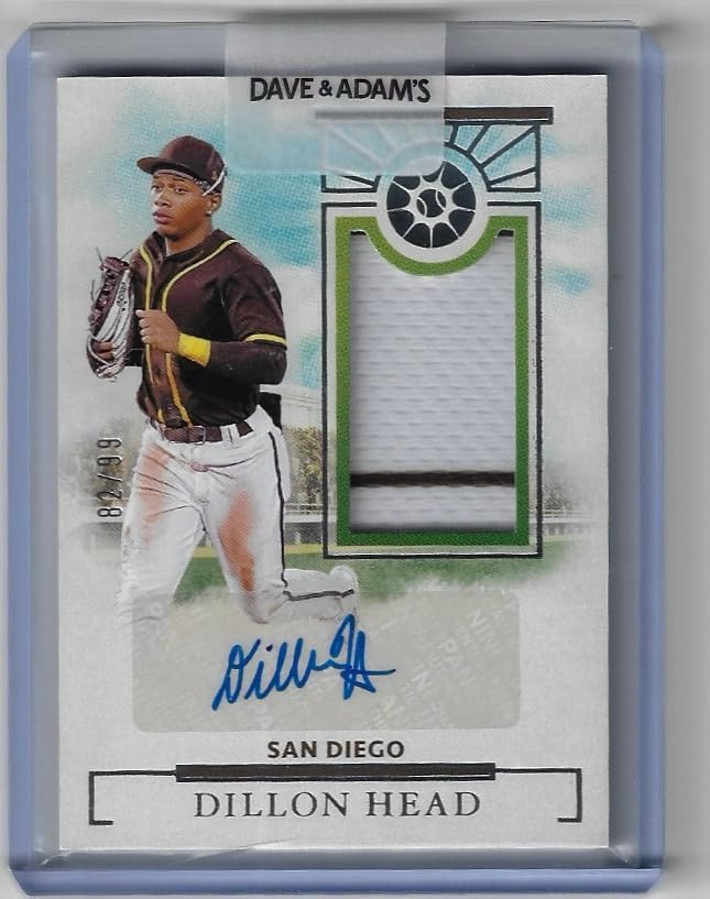 Dillon Head Autographed & Serial Numbered #82/99 RPA Game Used Jersey Relic Memorablilia Collectible Baseball Card- 2024 Panini Boys of Summer Baseball Card #PMS-DH (Padres)