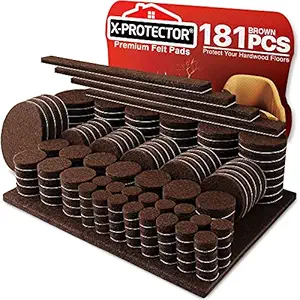 X-PROTECTOR PREMIUM ULTRA LARGE PACK Furniture Pads 181 piece! Felt Pads Furniture Feet - Your Best Wood Floor Protectors. Protect Your Hardwood & Laminate Flooring