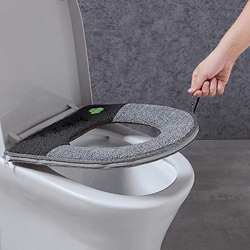MOLUO Siège de Toilette Zipper Padded WC-Sitzkissen Badezimmer warme weiche Toilettensitzabdeckung Deckel Pad Closes Schutz Badezimmer Zubehör-Set (Color : LHH5909) – Bild 6