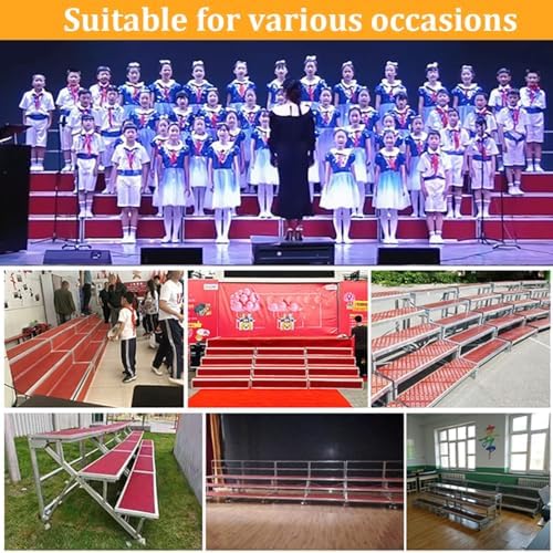 3-Tier Steel Choir Risers Steps, Portable Choral Stair Treads for School Performances, Commercial-Grade Movable Stage Ladder for Events & Parties