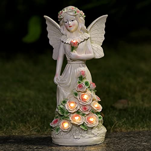 Garden Statue Fairy Outdoor Decor, Solar Patio Garden Sculptures & Statues, Resin Garden Decor For Outside Yard Decorations Figurines For Housewarming #TOP5