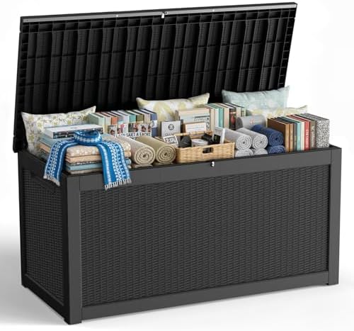 320 Gallon Outdoor Storage Box,Large Waterproof UV Resistant Deck...