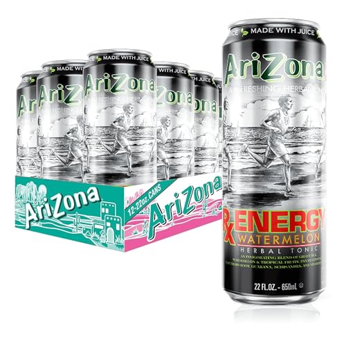 AriZona Rx Energy Watermelon, Herbal Tonic Drink with Green Tea and Citrus, 130mg Caffeine per...