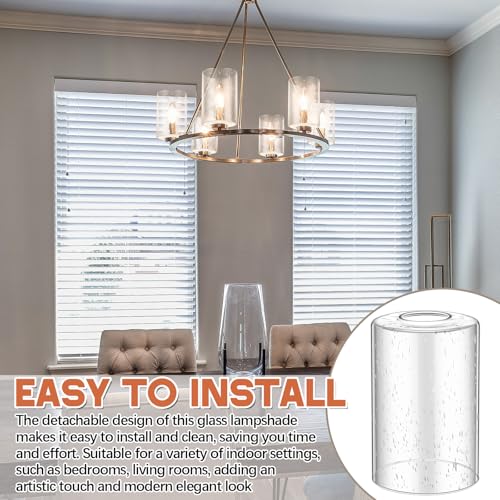 Image of Teenyyou 8 Pcs Clear Bubble Seeded Glass Shade Replacements for Pendant Light Fixtures Glass Lamp Shade Cover, 1-5 /8 Inch Fitter E26 Base, 4 inchw x 6 inchh, Replacement Lamp Globe for Chandelier Wall Sconce