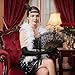 Nydotd 1920s Great Gatsby Accessories Set for Women Flapper Accessories Fashion Roaring 20s Costume Feather Headband Gloves Pearl Necklace Lace Fan