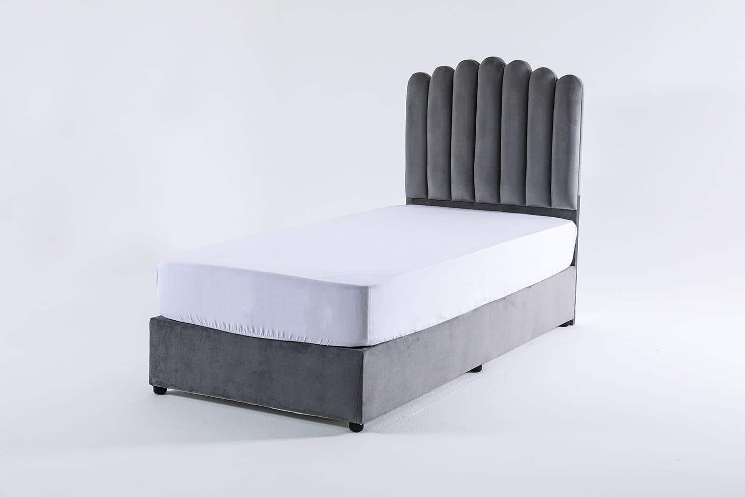 Anna Single Bed Velvet 90X200 Grey