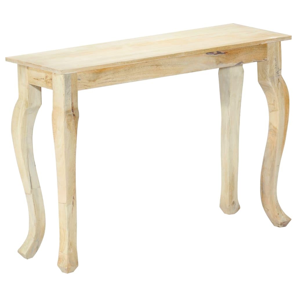 Mesa consola de 110 x 35 x 77 cm, madera maciza de mango, mesa auxiliar clásica con líneas curvas, elegante mesa de pasillo de madera de mango resistente para salón y vestíbulo