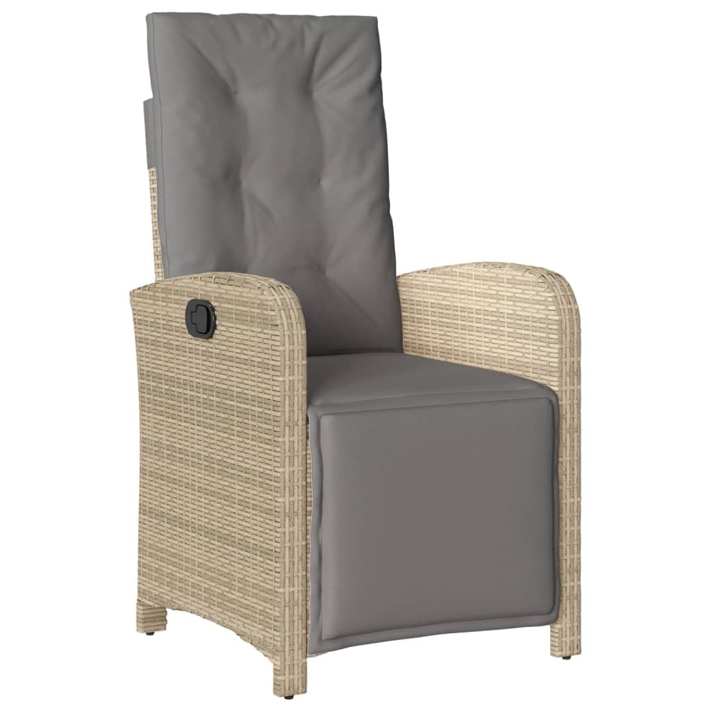 Poltrona reclinabile giardino poggiapiedi 2 pz rattan PE beige mix sedie esterno resistente alle intemperie poltrone per terrazze mobili da giardino Poltrone da giardino