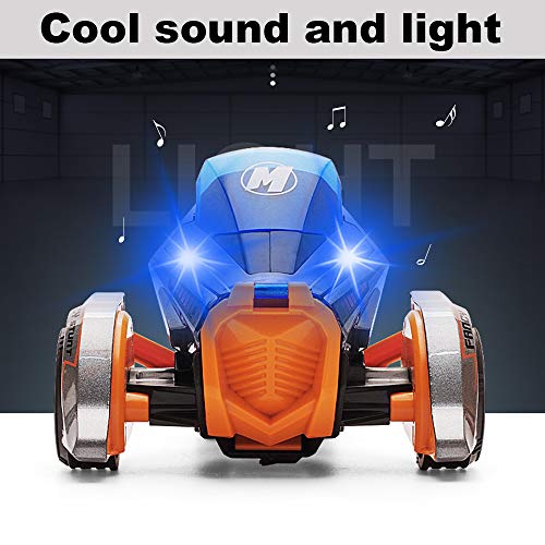 Gilumza Pull Back Car Motorcycle Toys, Pull Back Vehicles Racing Cars Launcher Toy with Music Lighting, Die-cast 2 in 1 Catapult Race Trinity Chariot Gift for Christmas Brithday (White&Blue) - Thumbnail 3