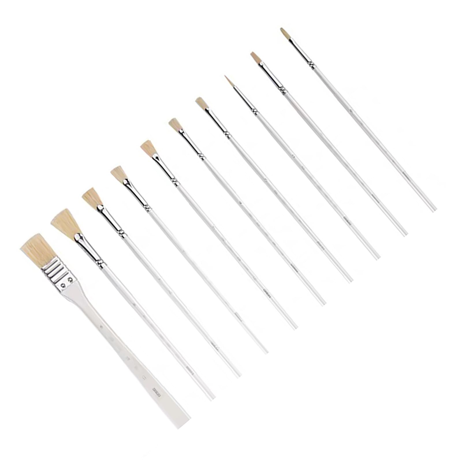 143 Pennelli per Pittura Artistica, Set di 10 setole Bianche a Manico Lungo, eccellenti per Pittura acrilica, guazzo, Olio, Acquerello, ECC. per aspiranti pittori esperti.