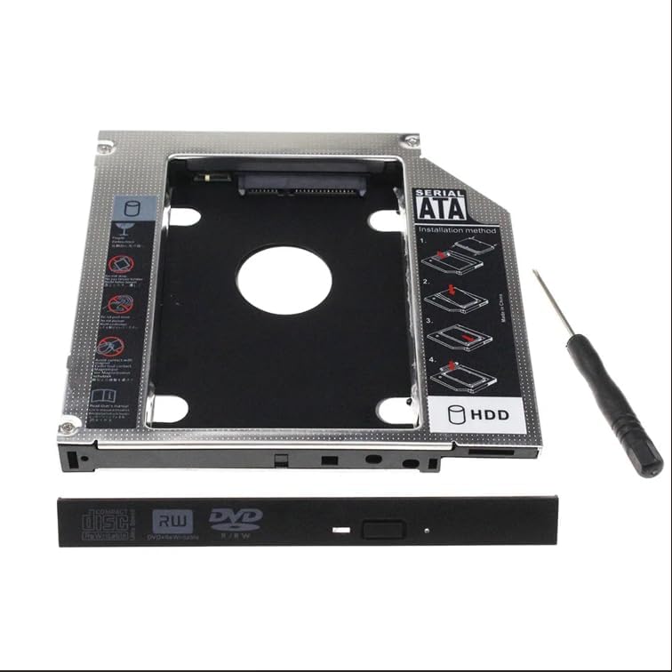 Universal 12.7mm HDD SATA III Hard Drive Caddy for Laptop CD / DVD-ROM Optical Bay, 2.5'' 2nd SSD Disk Drive Adapter Compatible with HP DELL Thinkpad Sony Toshiba ASUS Fujitsu Acer