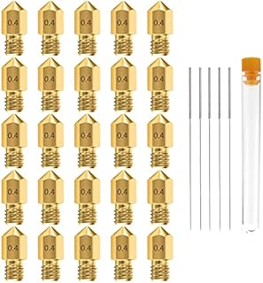 0.4MM MK8 Ender 3 Nozzles 25 pcs 3D Printer Brass Nozzles Extruder for Makerbot Creality CR-10 with 5 Needles and Metal Storage Box (0.4mm)