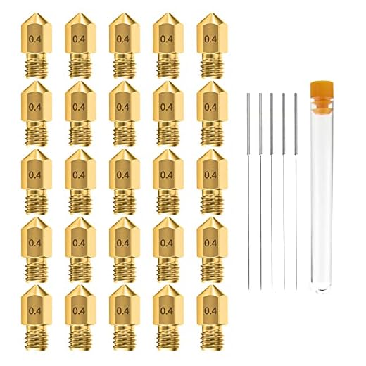 0.4MM MK8 Ender 3 Nozzles 25 pcs 3D Printer Brass Nozzles Extruder for Makerbot Creality CR-10 with 5 Needles and Metal Storage Box (0.4mm)