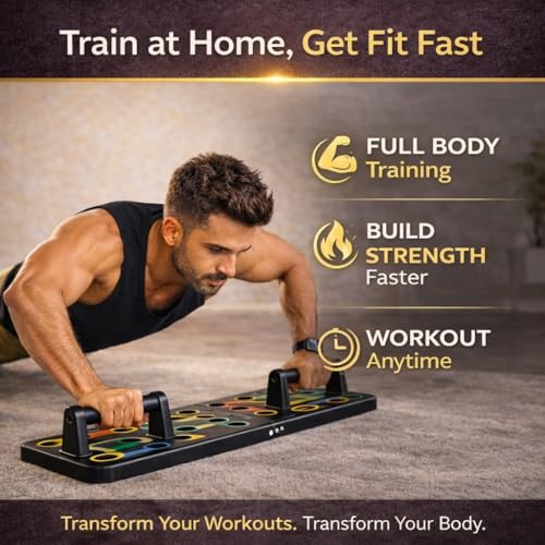 Image of LEAFED 15-in-1 Pushup Board for Men & Women | Foldable Gym Equipment for Home Workout | ๐๐ฎ๐ฅ๐ญ๐ข- ๐
๐ฎ๐ง๐๐ญ๐ข๐จ๐ง Push Up Stand for Chest, Triceps, Shoulders & Back | Portable Home Gym Training Kit