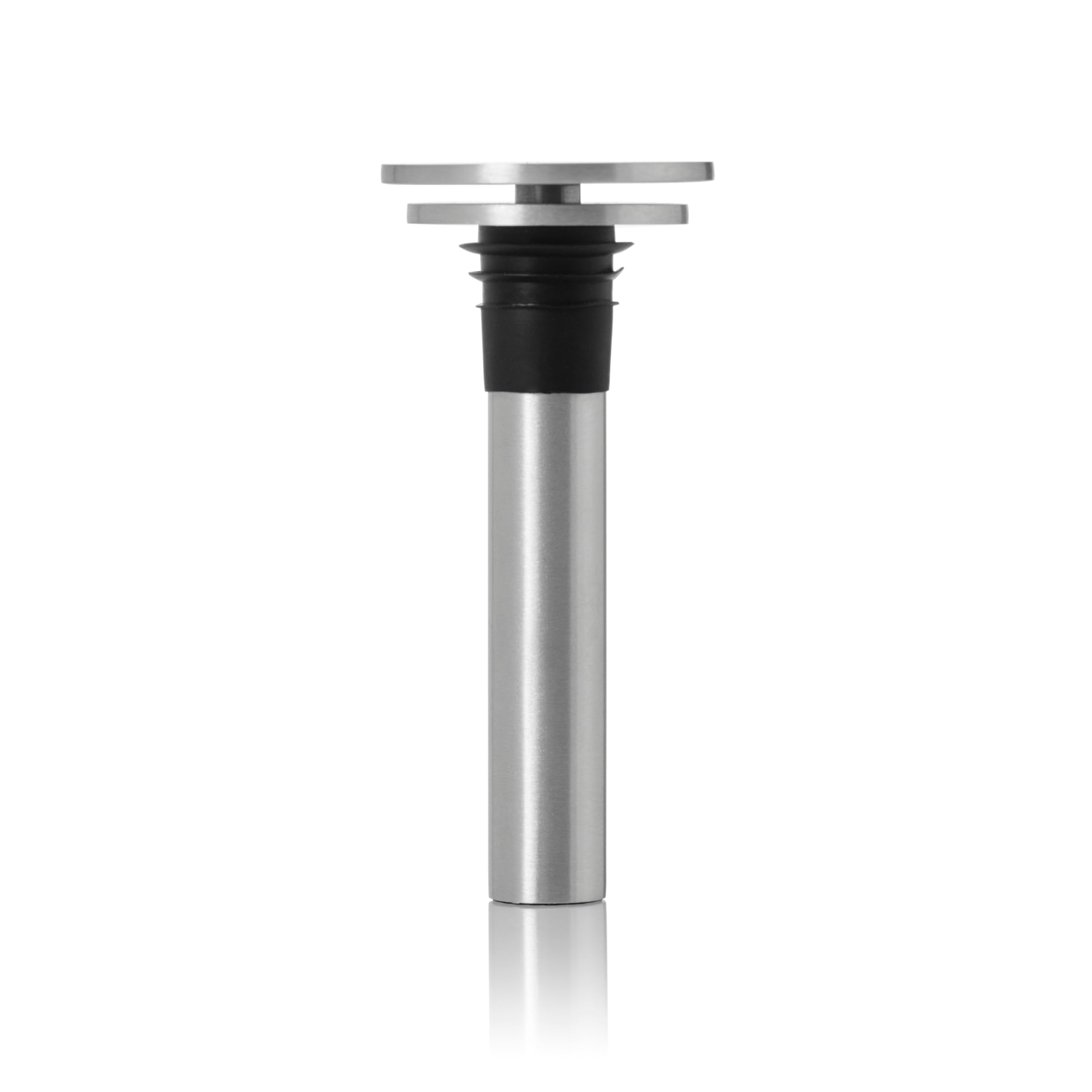 AdHoc Champ Wine Stopper Vacuum Pump, Wine Saver Oxidation Prevention, Wine Saver, Stainless Steel/Silicone, (H) 95 mm x (D) 45 mm, Silver/Black
