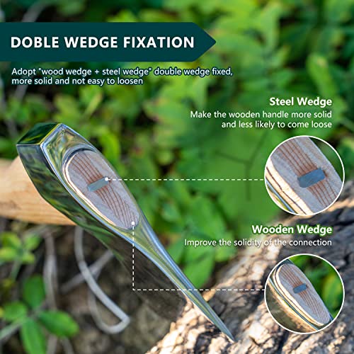 Berry&Bird Camping Axe, 12.5’’ Small Axe Hatchet With Wooden Short Handle & Leather Sheath Mini Hand Axes For Cutting & Splitting Forged Carbon Steel Blade Outdoor Manual Tool #TOP3
