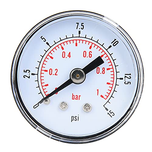 Mechanisches Manometer, 0–15psi 0–1bar Druckmesser, 1/8 Zoll BSPT-Rückanschluss für Luft, Öl, Wasser