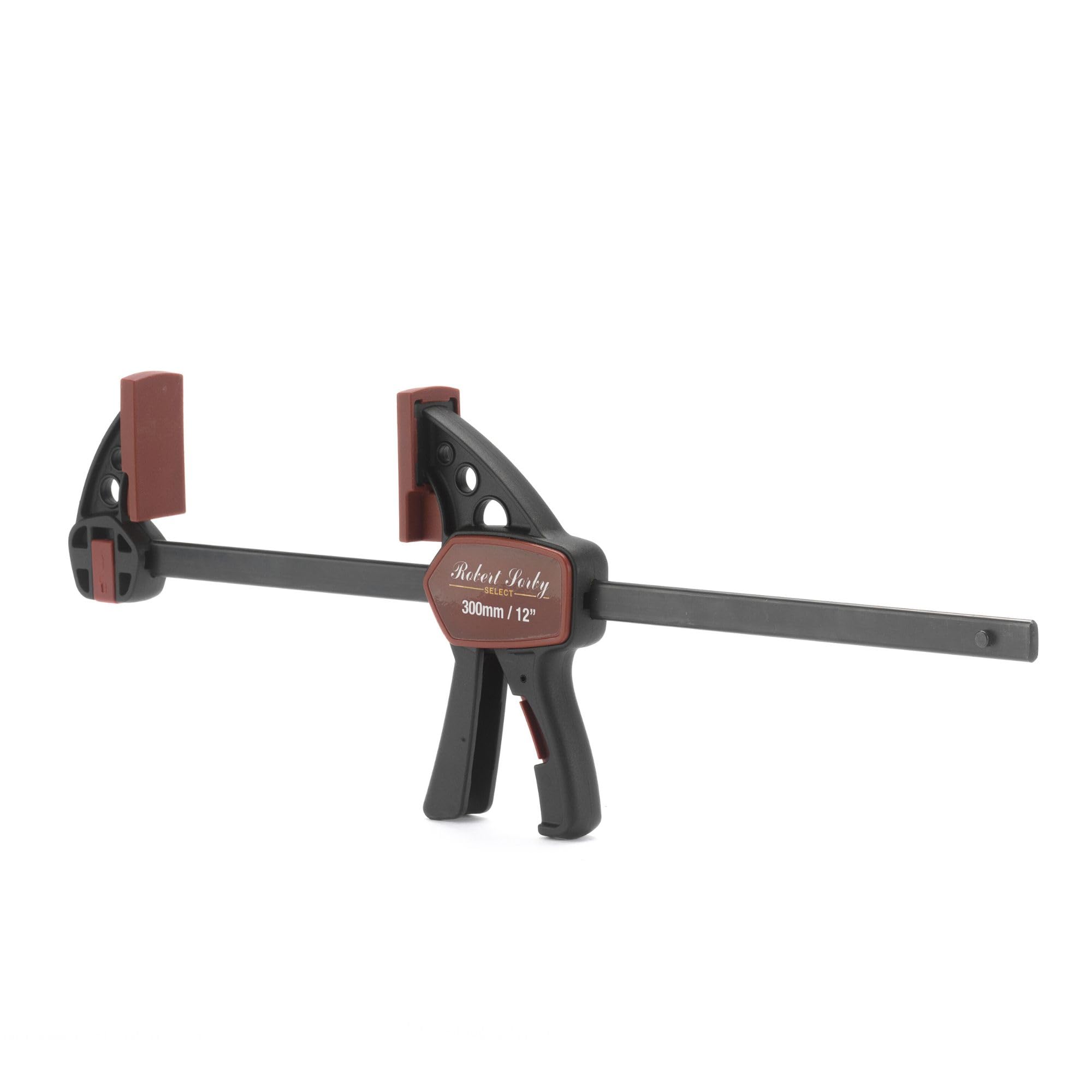 Robert Sorby Light Select Mini One Handed Bar Clamp 12" 205Mm Quick Release Clamp And Spreader 75Kgf 60Mm Throat Depth Soft Grip Handle