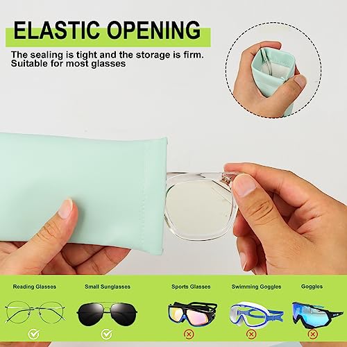 Image of LUTER 4 Pcs Soft Glasses Cases, 7x3.5 Inch PU Leather Reading Eye Glasses Pouch Case with 4 Cleaning Cloth Portable Small Slim Sunglasses Pouch Squeeze Top for Women Men Adults Kids (Multiple Colors)