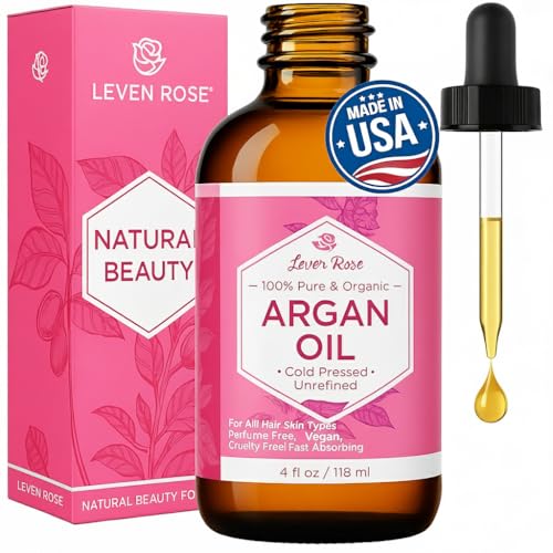 Leven Rose Organic Argan Oil for Hair, Face and Skin - 4 oz 100% ...
