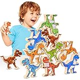 ACOUCB Dinosaur Toys for Kids 3-5, Wooden Stacking Toys, 16pcs Large Sensory Montessori Toys, Balanc