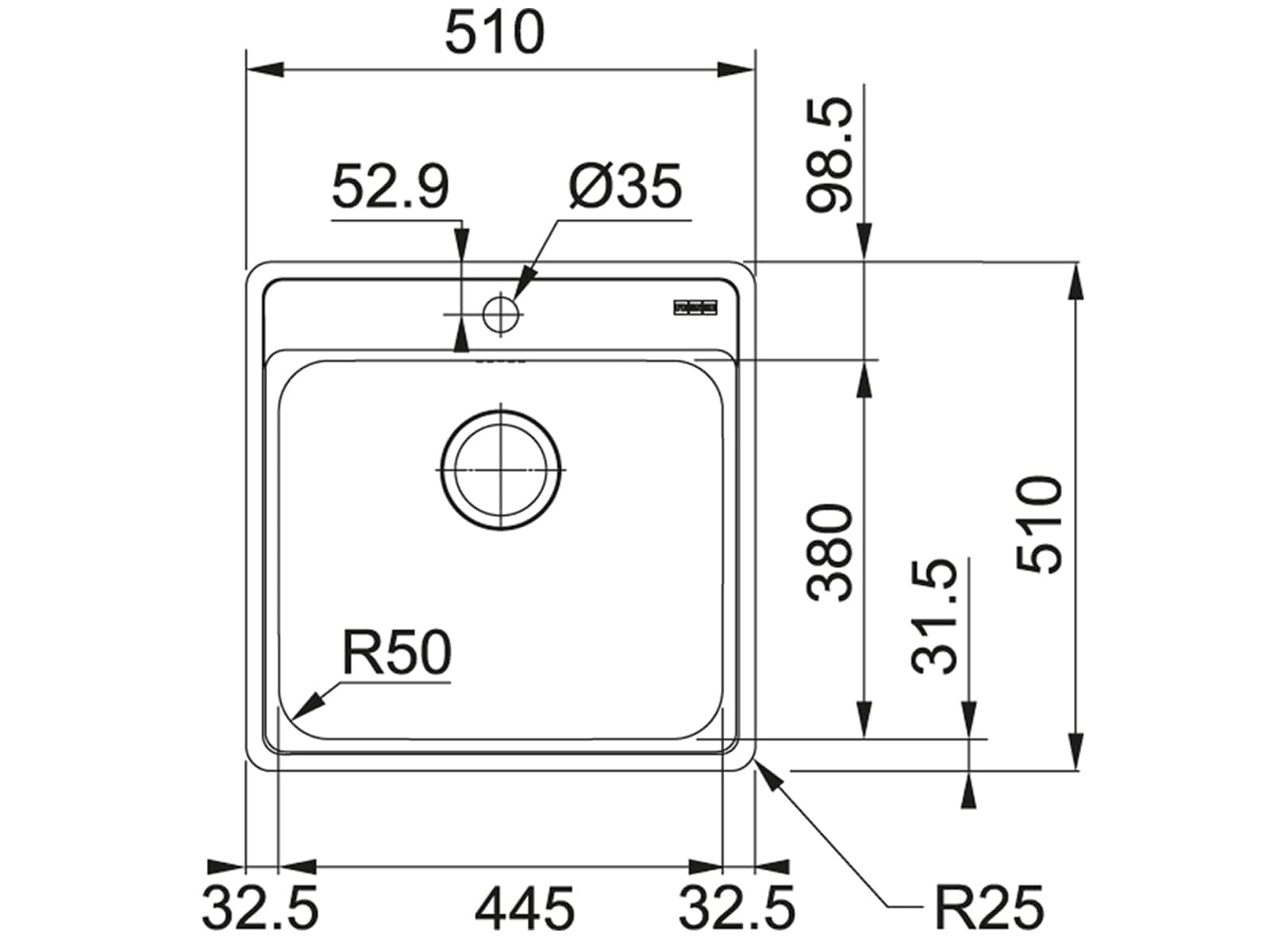 Franke Bell BCX 610-51 - 101.0623.960 Edelstahlspüle gebürstet